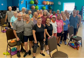 group of seniors in exercise class