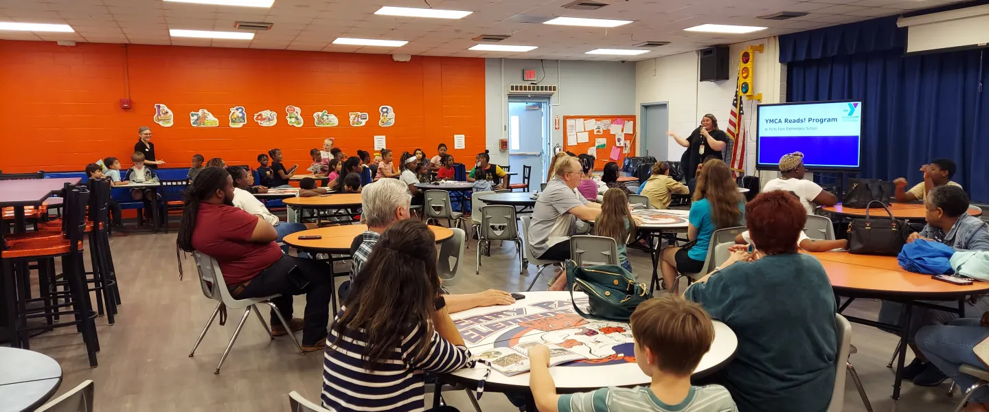 families gather at Ferry Pass Elementary